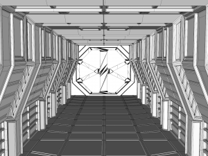 sci fi corridor Model 3D