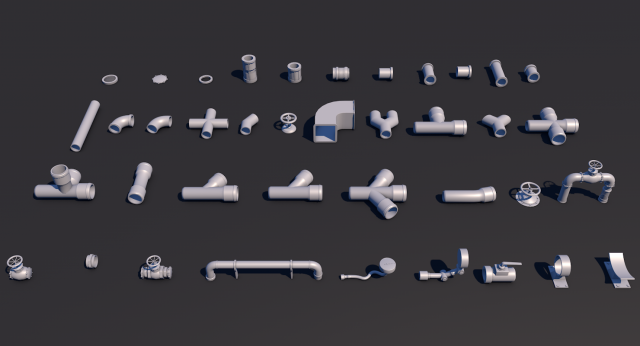 pipes 40 pieces Modelo 3D .c4d .max .obj .3ds .fbx .stl .blend 