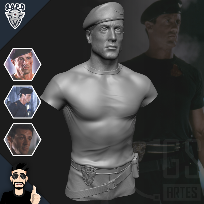 JOHN SPARTAN SYLVESTER STALLONE - DEMOLITION MAN Modelo 3D .c4d .max .obj .3ds .fbx .stl .blend 