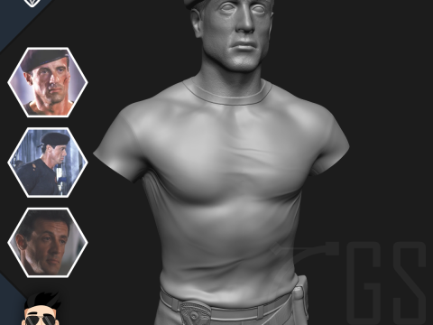 JOHN SPARTAN SYLVESTER STALLONE - DEMOLITION MAN Modelo 3D