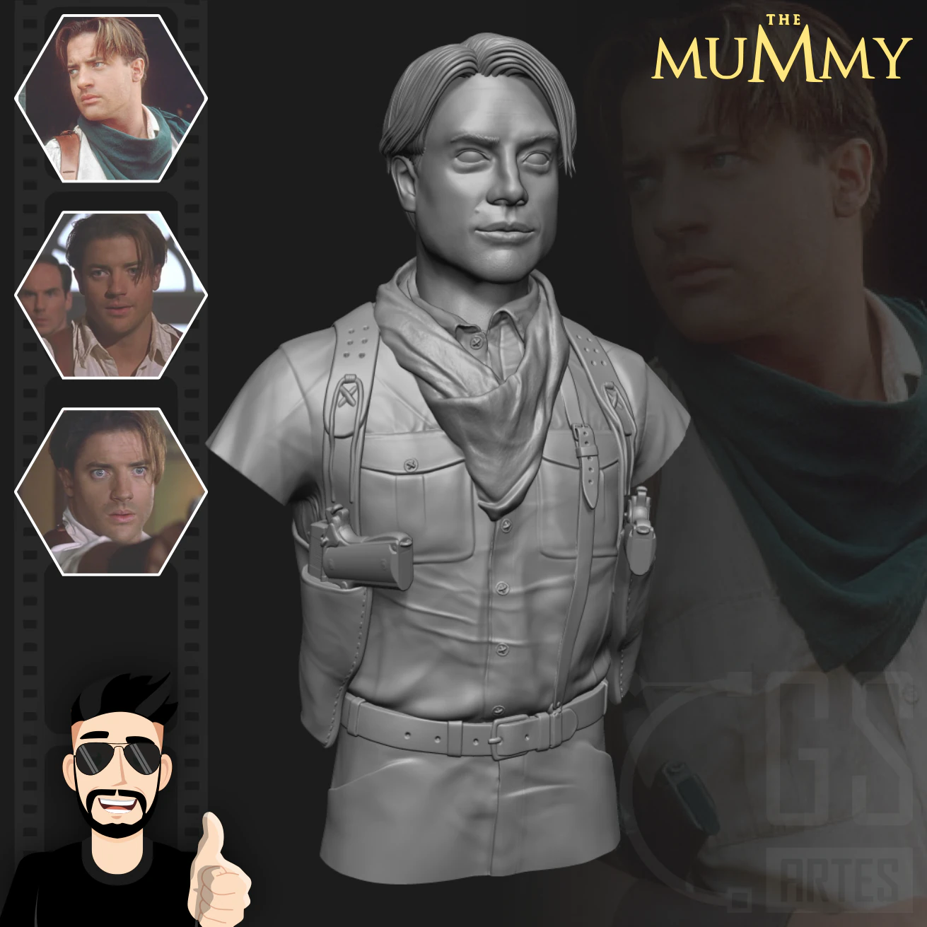 RICK OCONNELL - BRENDAN FRASER- THE MUMMY 3D Model .c4d .max .obj .3ds .fbx .stl .blend 