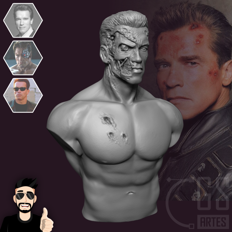 T800 - ARNOLD SCHWARZENEGGER TERMINATOR Model 3D .c4d .max .obj .3ds .fbx .stl .blend 