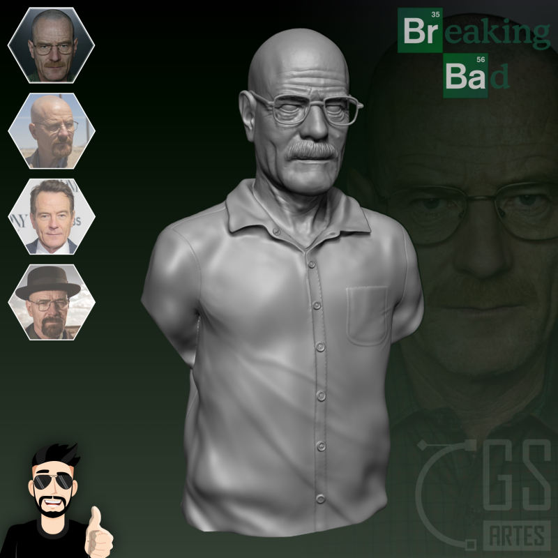 WALTER WHITE - BREAKING BAD - 3D PRINT 3D Модель .c4d .max .obj .3ds .fbx .stl .blend 