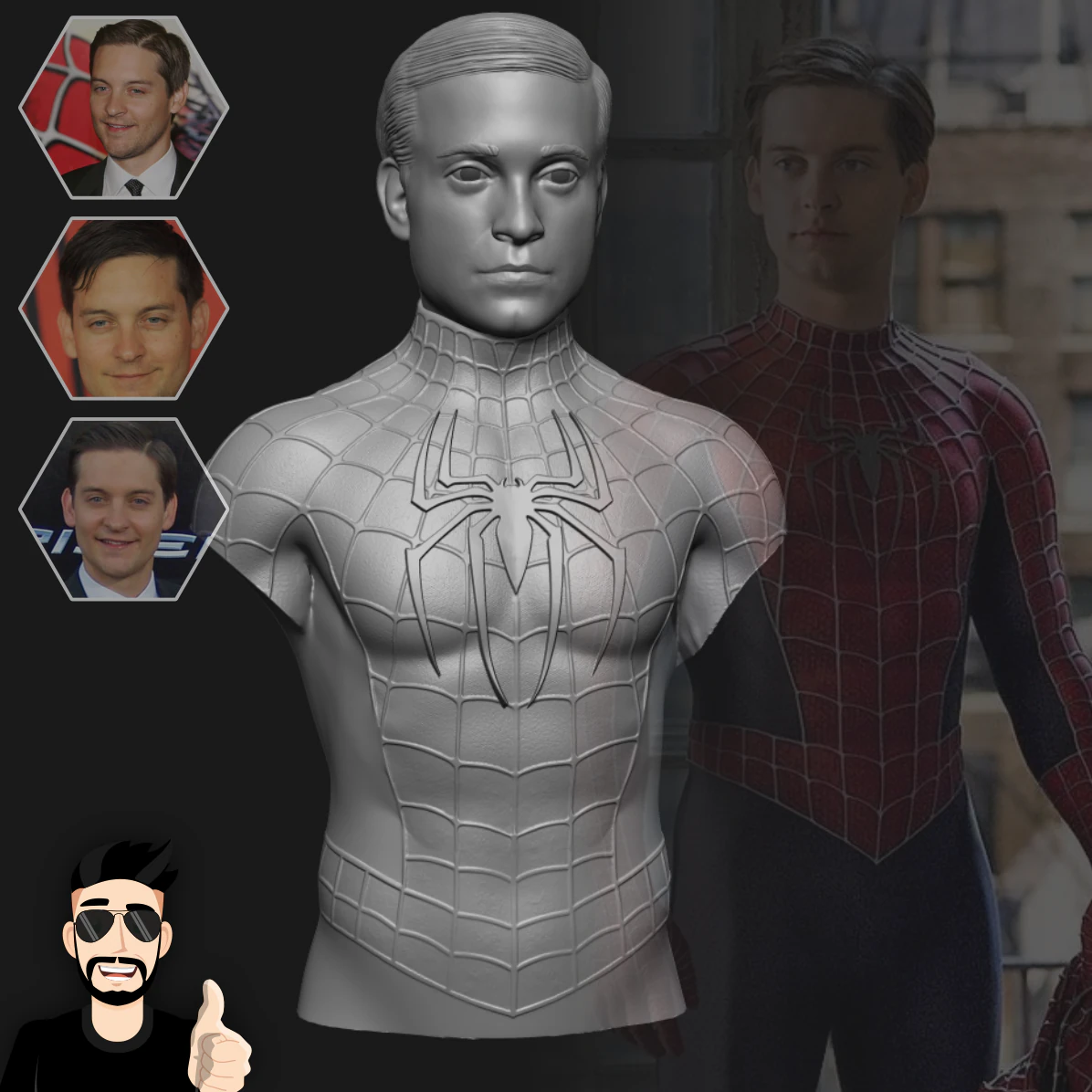 TOBEY MAGUIRE - HOMEM-ARANHA - IMPRESS&Atilde;O 3D Modelo 3D .c4d .max .obj .3ds .fbx .stl .blend 