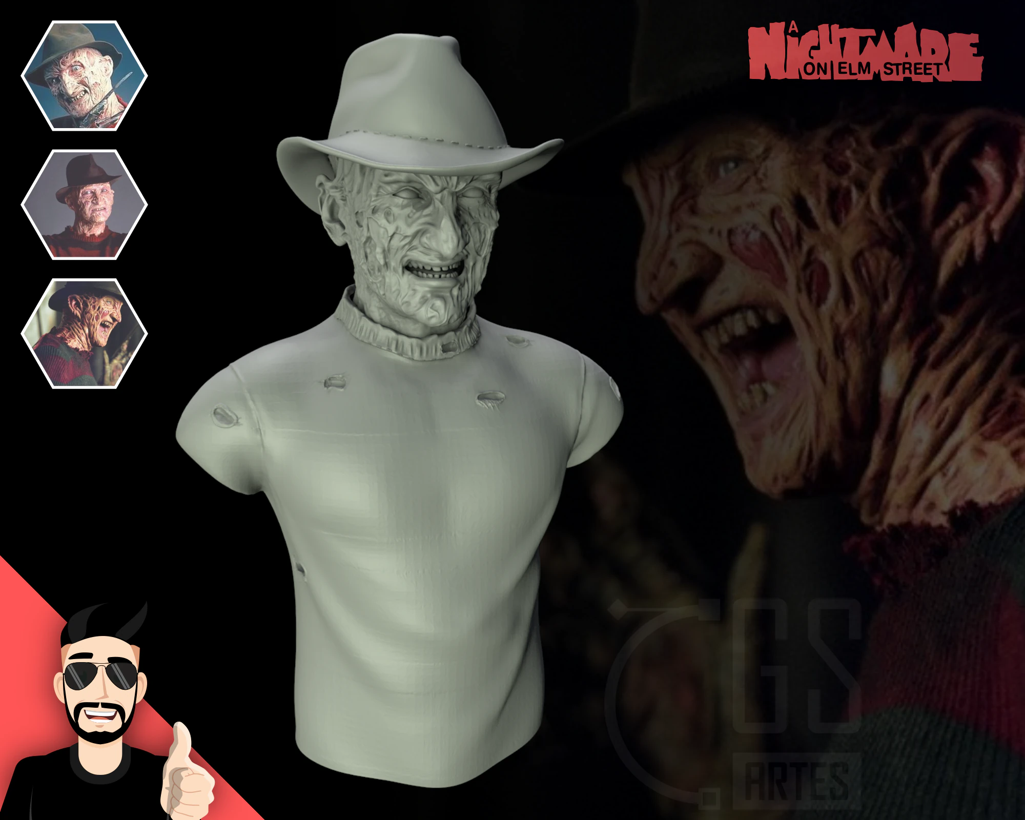 FREDDY KRUEGER - 3D PRINT 3D Model .c4d .max .obj .3ds .fbx .stl .blend 