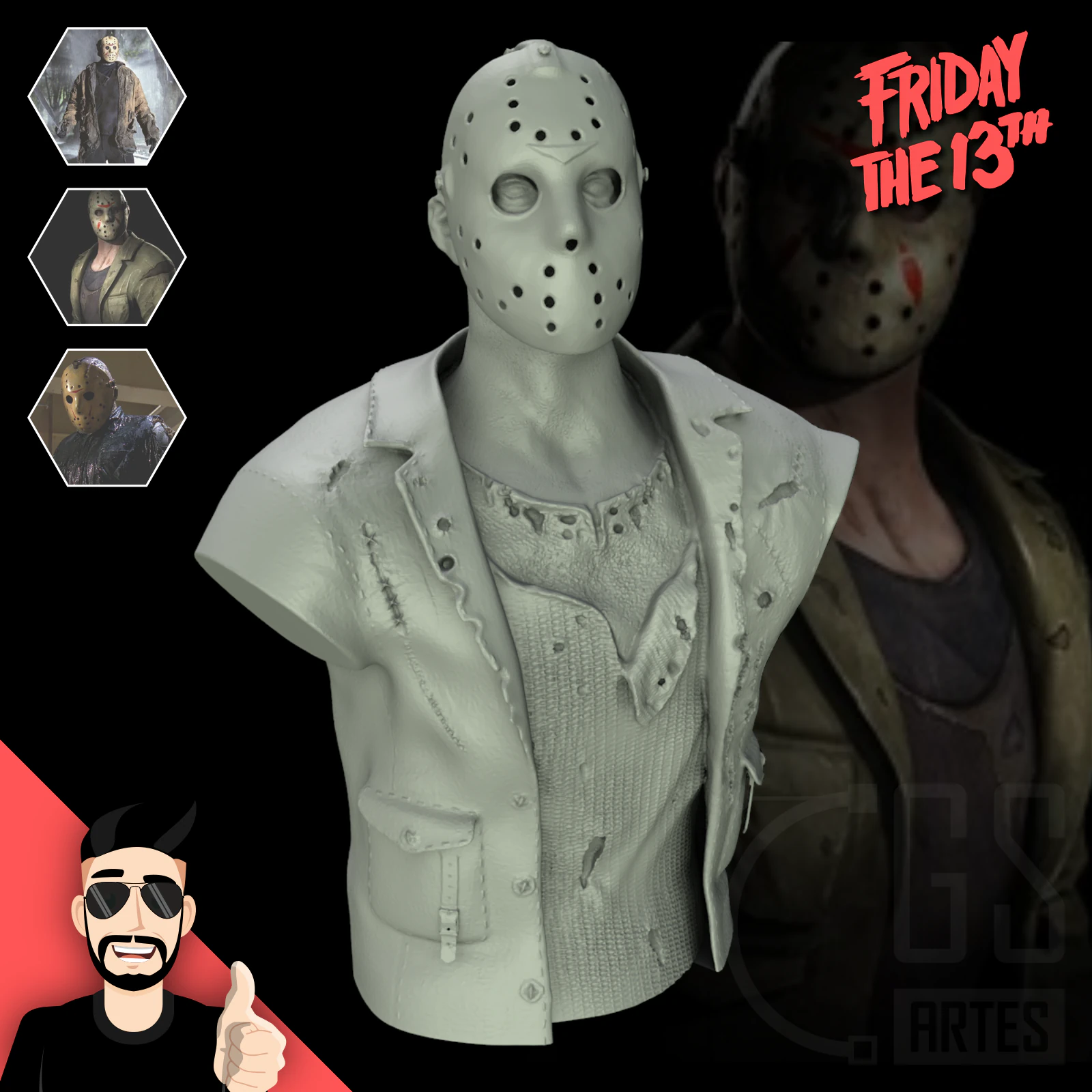 JASON VORHEES - BUST - FRIDAY THE 13TH - 3D PRINT 3D Model .c4d .max .obj .3ds .fbx .stl .blend