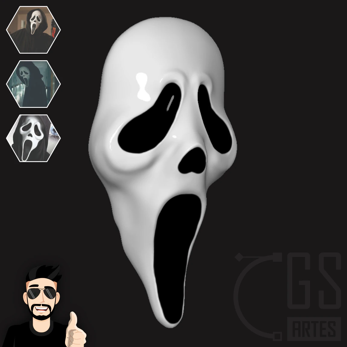 GHOSTFACE - MASK 3D Print Model .c4d .max .obj .3ds .fbx .stl .blend