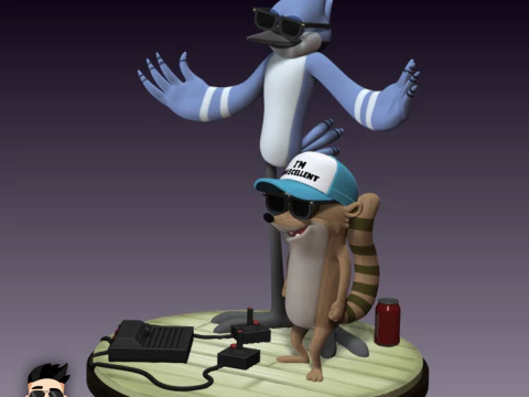 Mordecai and Rigby Regular Show 3D Collectible Statue 3D 3D Print Model