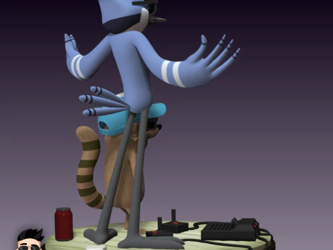 Mordecai and Rigby Regular Show 3D Collectible Statue 3D 3D Print Model