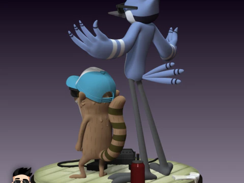 Mordecai and Rigby Regular Show 3D Collectible Statue 3D 3D Print Model