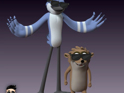Mordecai and Rigby Regular Show 3D Collectible Statue 3D 3D Print Model