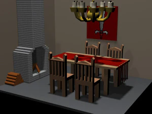 chairs and table - lunchroom 3D Model
