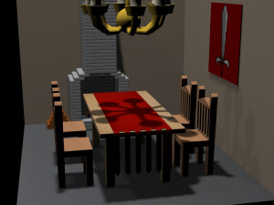 chairs and table - lunchroom Modèle 3D