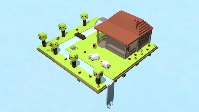 voxel village house low-poly 3D-Modell .c4d .max .obj .3ds .fbx .stl .blend 