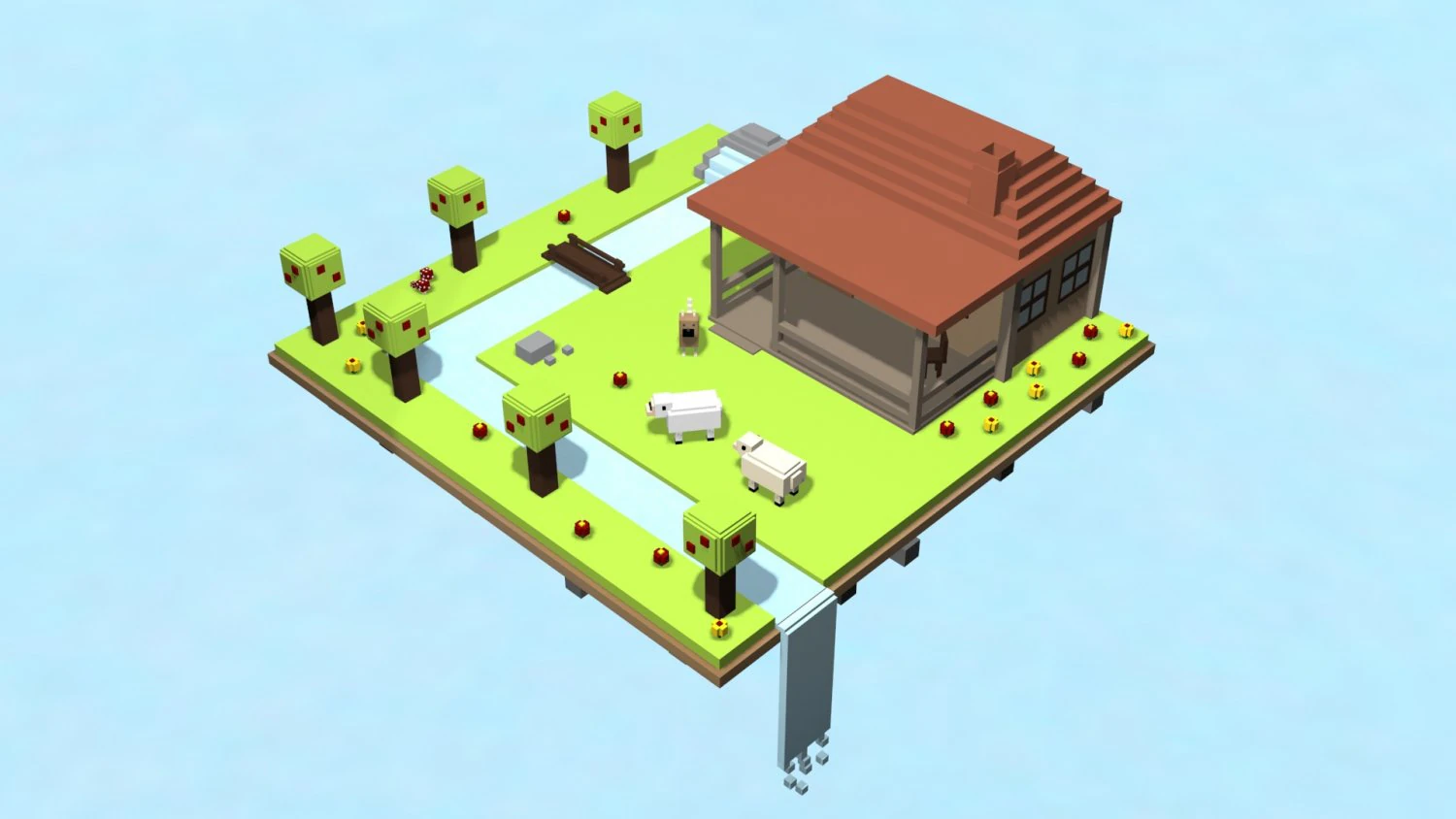 voxel vila casa low-poly Modelo 3D .c4d .max .obj .3ds .fbx .stl .blend 