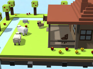 voxel village house low-poly 3D-Modell
