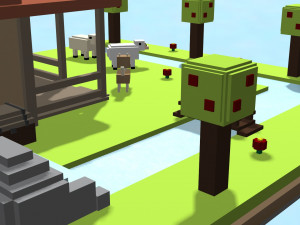 voxel village house low-poly 3D-Modell