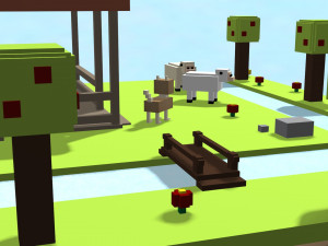 voxel village house low-poly 3D-Modell