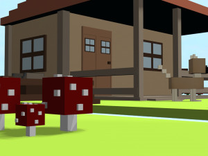 voxel village house low-poly 3D-Modell