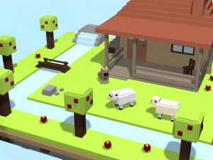 voxel village house low-poly 3D-Modell