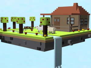 voxel village house low-poly 3D-Modell