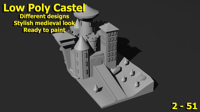 Low Poly Castle 2 Modelo 3D .c4d .max .obj .3ds .fbx .stl .blend 