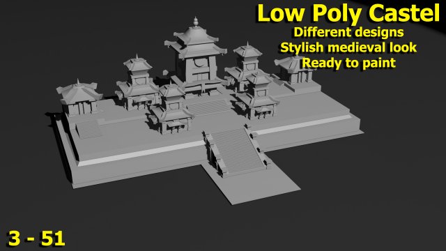 Low Poly Castle 3 3Dモデル .c4d .max .obj .3ds .fbx .stl .blend 