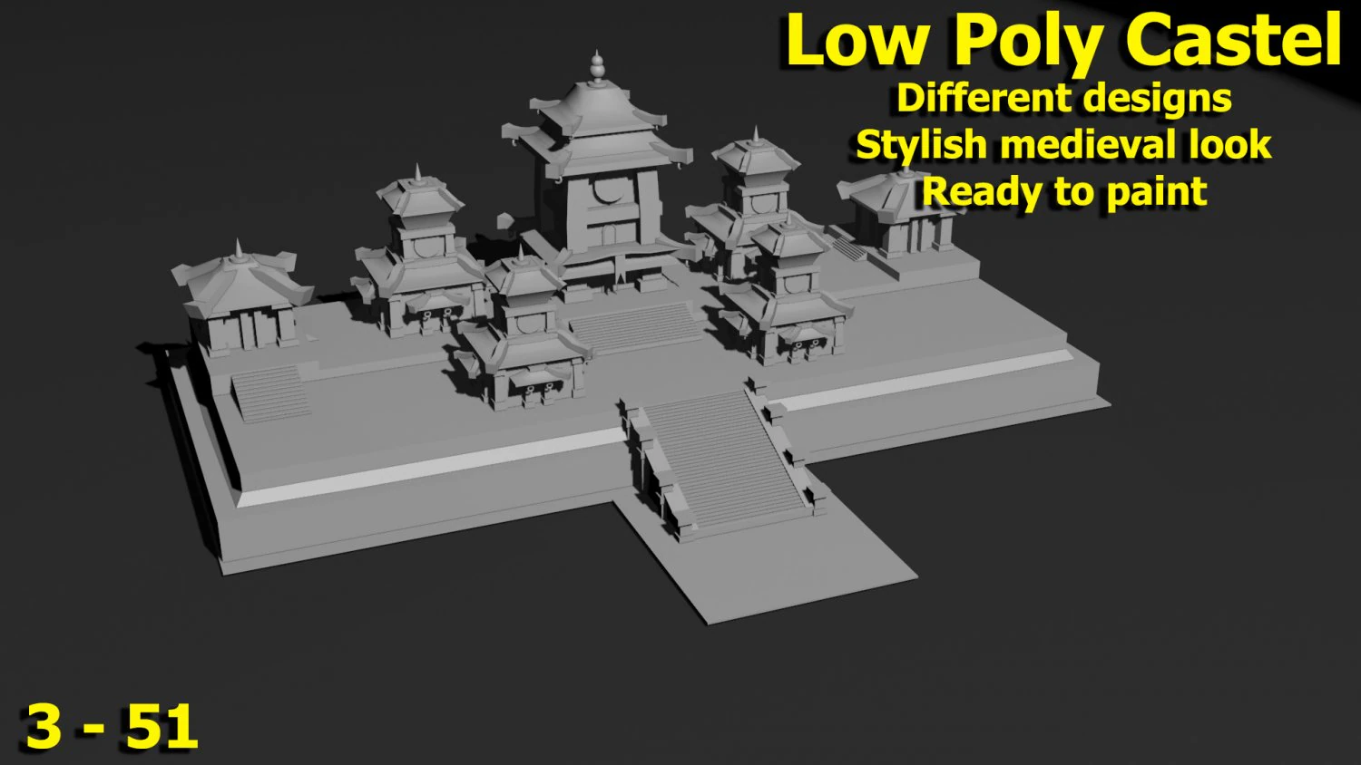 Low Poly Castle 3 3D Model .c4d .max .obj .3ds .fbx .stl .blend