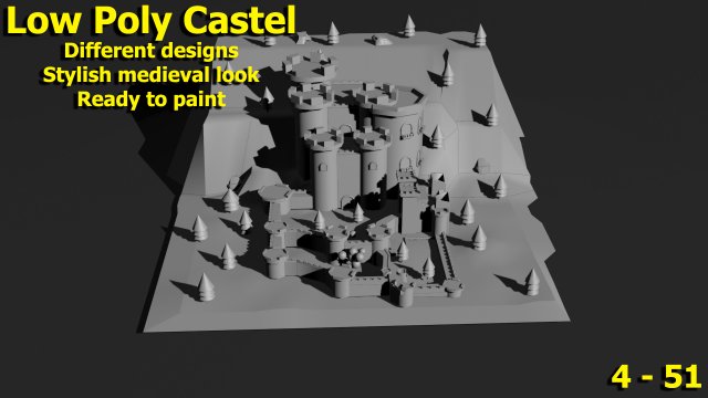 Low Poly Castle 4 3D Model .c4d .max .obj .3ds .fbx .stl .blend 