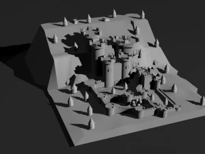 Низкополигональная Замок 4 3D Модель