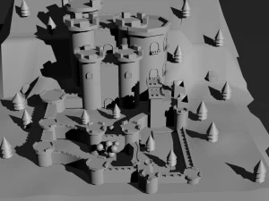 Низкополигональная Замок 4 3D Модель