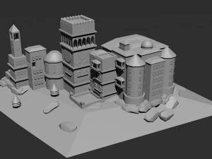 Castelo Low Poly 5 Modelo 3D