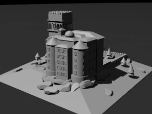 Castelo Low Poly 5 Modelo 3D