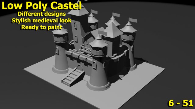 Low Poly Castle 6 Model 3D .c4d .max .obj .3ds .fbx .stl .blend 