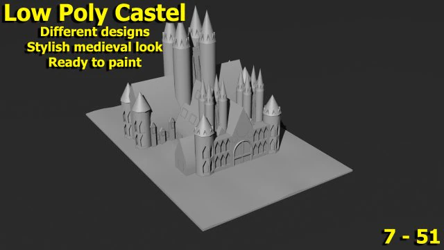 Castello Low Poly 7 Modello 3D .c4d .max .obj .3ds .fbx .stl .blend 