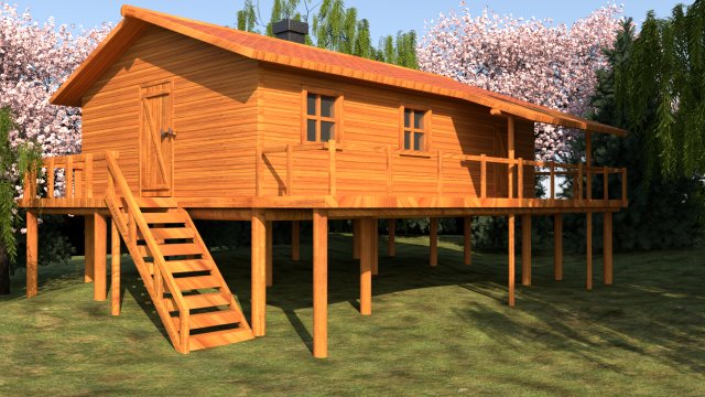 wooden house Modèle 3D .c4d .max .obj .3ds .fbx .stl .blend