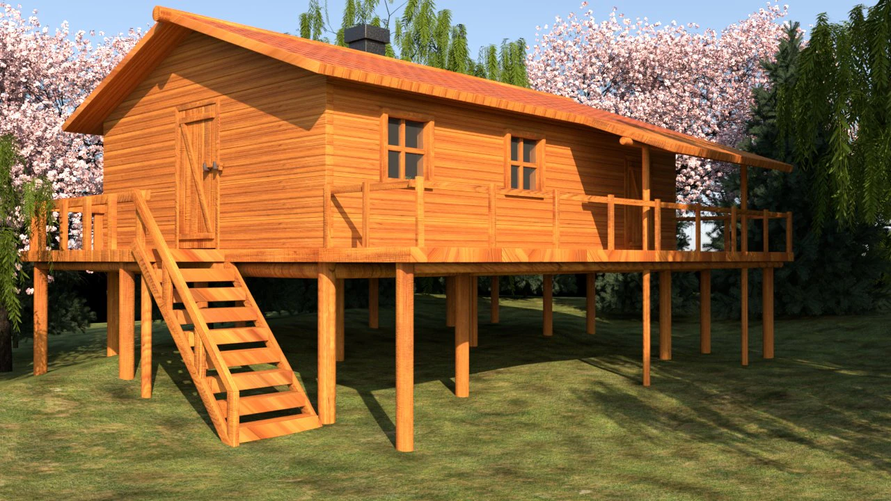 wooden house 3D Model .c4d .max .obj .3ds .fbx .stl .blend 