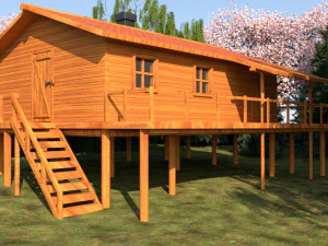 casa de madeira Modelo 3D
