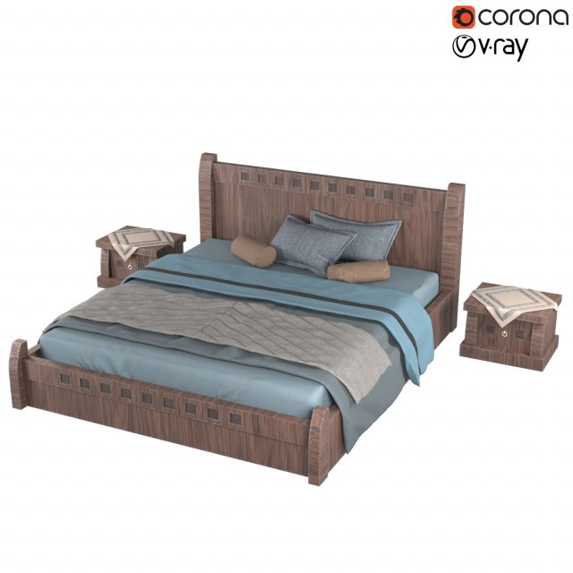 old bed modern 3D 模型 .c4d .max .obj .3ds .fbx .stl .blend