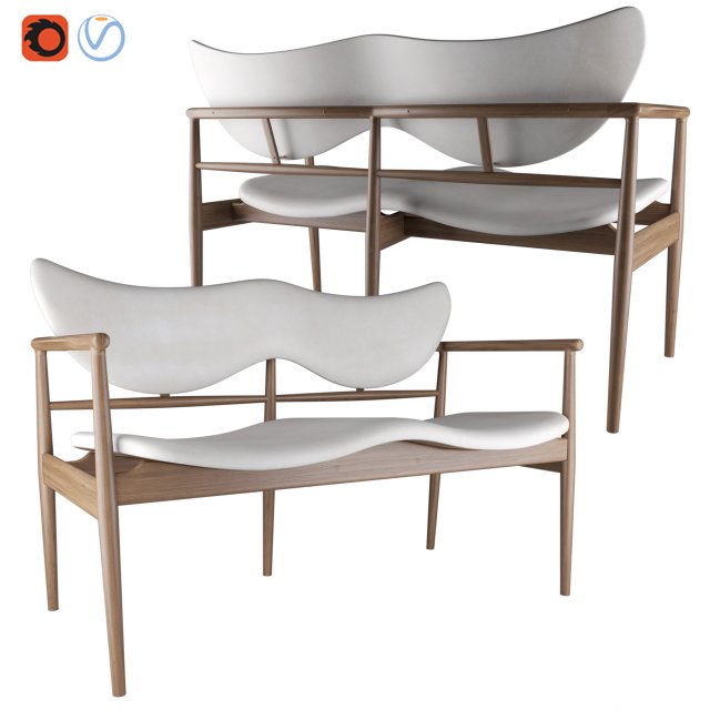 48 sofa bench by finn juhl 3D 模型 .c4d .max .obj .3ds .fbx .stl .blend