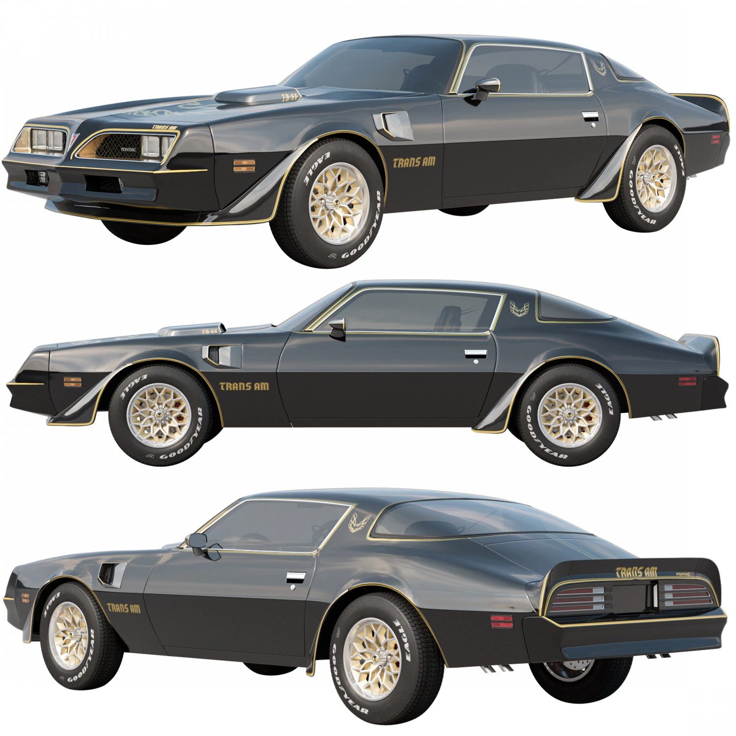 pontiac firebird trans am 1977 3D Model .c4d .max .obj .3ds .fbx .stl .blend 