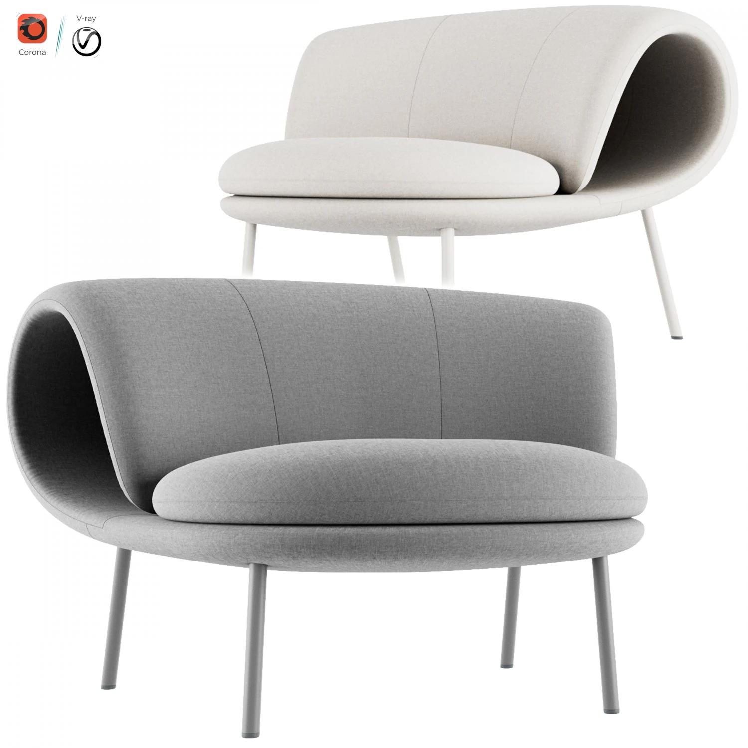 Maki Easy Chair 3D Model .c4d .max .obj .3ds .fbx .stl .blend 