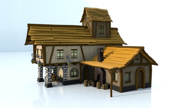 old village house Modelo 3D .c4d .max .obj .3ds .fbx .stl .blend 