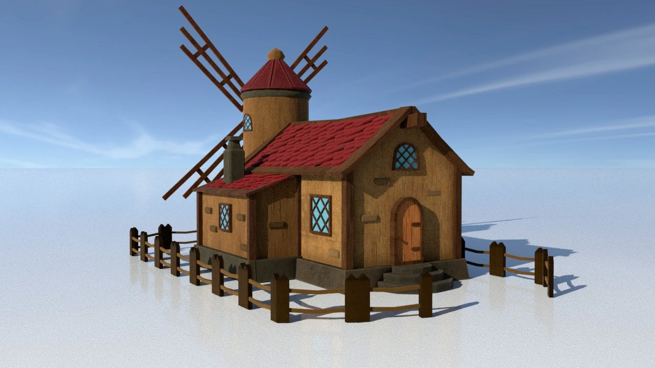 small village house 3D Model .c4d .max .obj .3ds .fbx .stl .blend