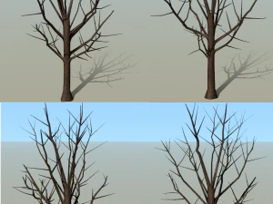 albero in poly basso per gioco senza foglie Modello 3D