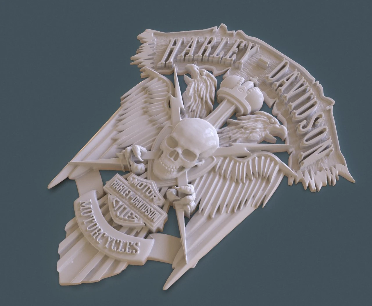 baixo-relevo harley-davidson Modelo de Impressão 3D .c4d .max .obj .3ds .fbx .stl .blend 