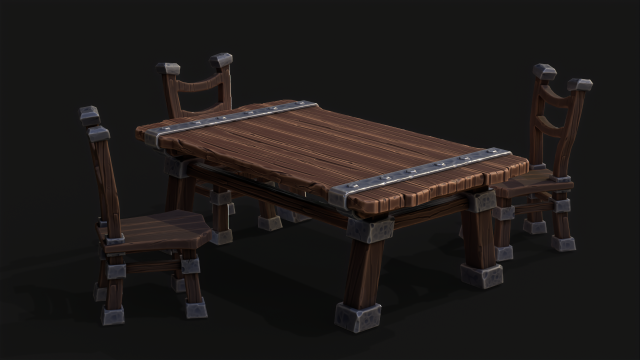 Stilyzed Table and Chairs 3D Model .c4d .max .obj .3ds .fbx .stl .blend 