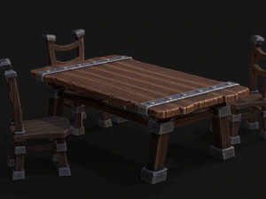 Mesa e cadeiras estilizadas Modelo 3D
