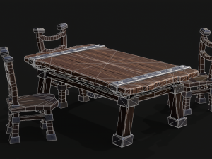 Stilyzed Table and Chairs 3D Model