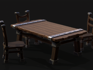 Stilyzed Table and Chairs 3D Model